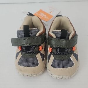 Carter's Baby Every Step lLue Gray Cream Brown Highlights Sneakers Sz 2.5